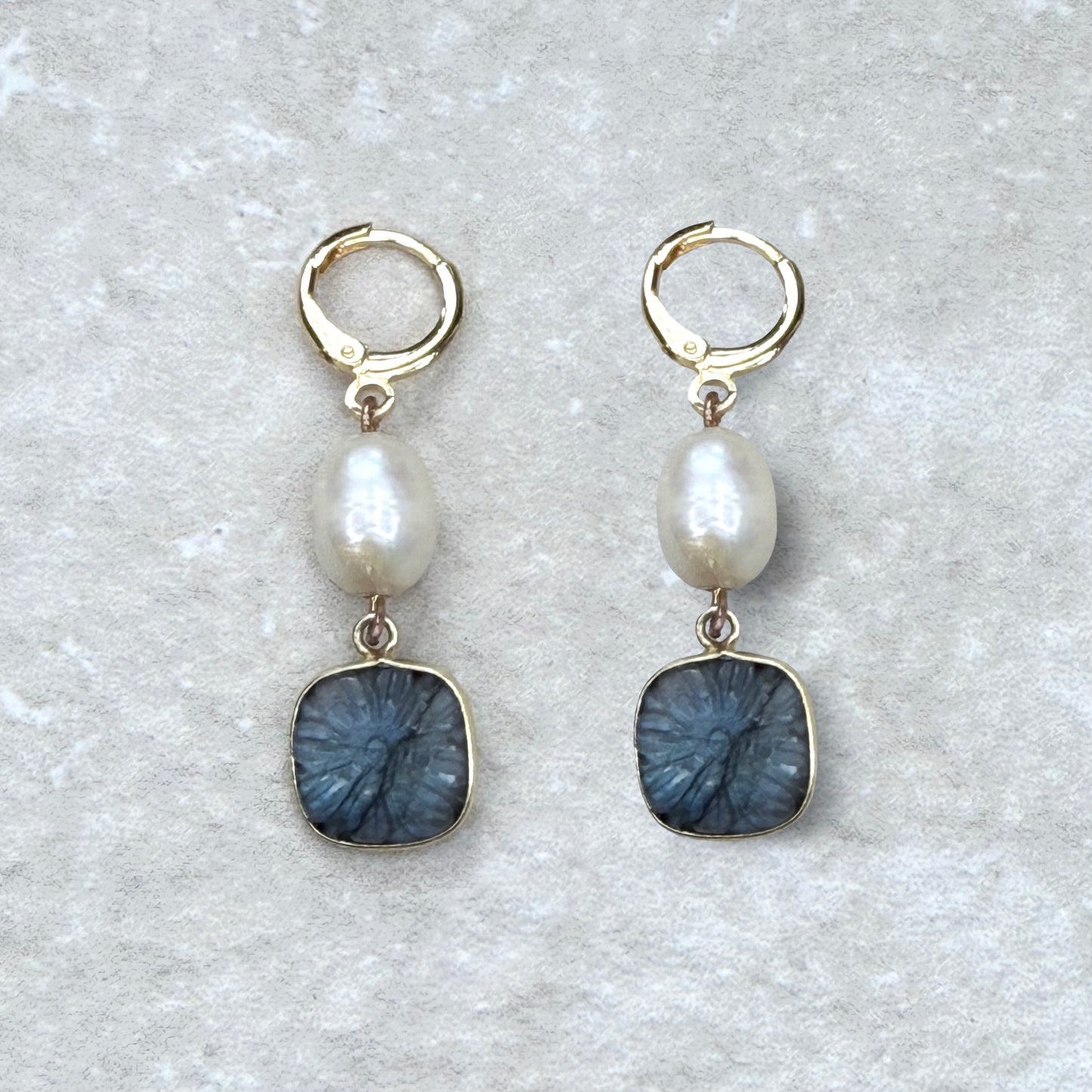 Fleur Étoilée - Carved Gemstone & Gold Vermeil Hoop Earrings - Clarke Palmer
