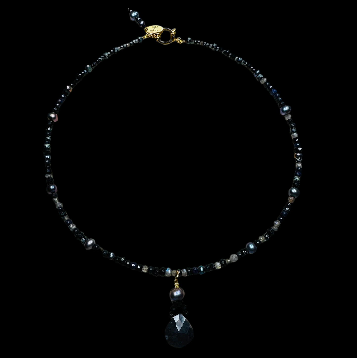 Black pearl & spinel beaded bracelet 