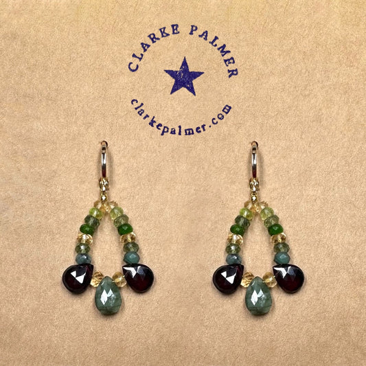 Eden Garnet Emerald Citrine Earrings