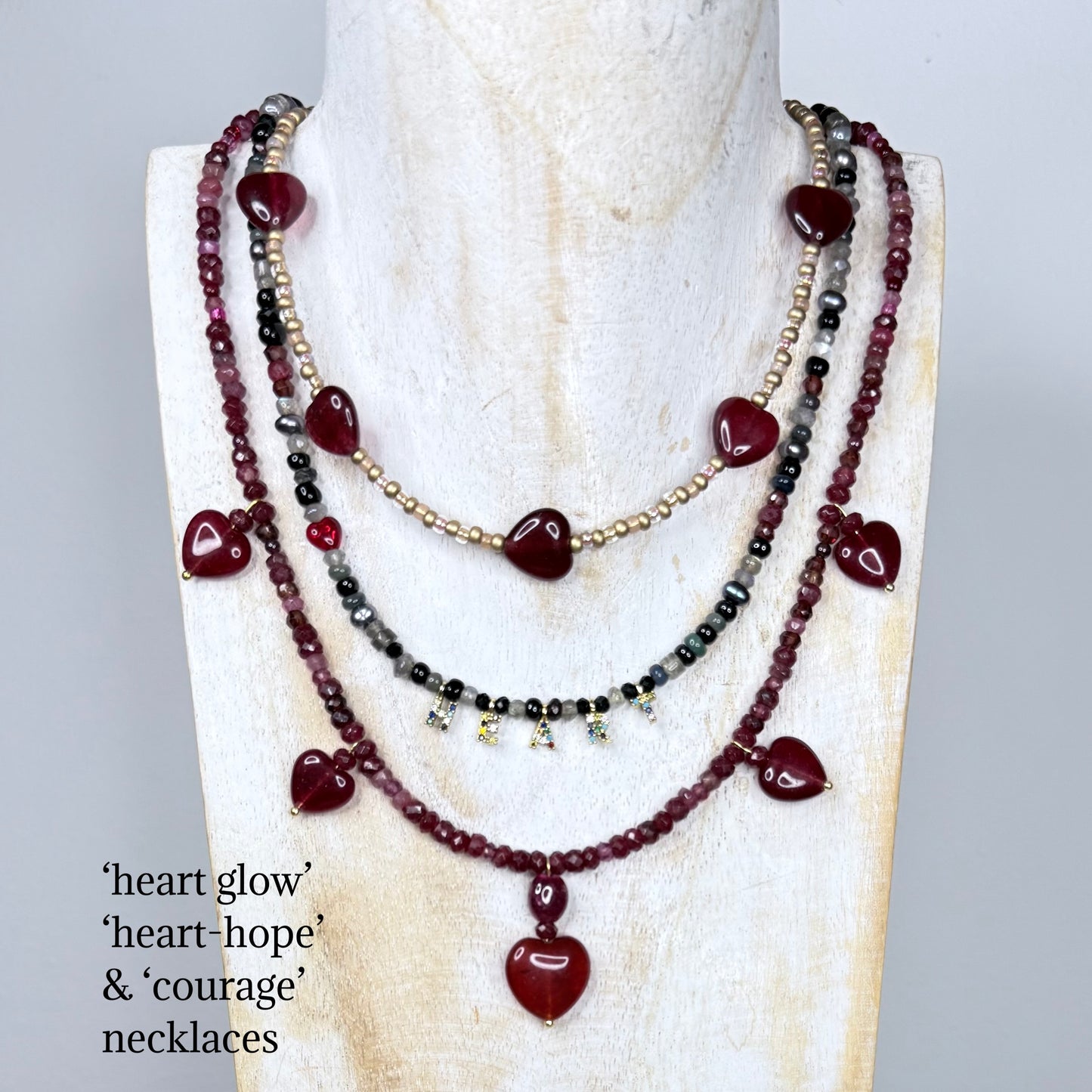 Chain of Hope ‘Wear Your Heart’ Heart Glow Necklace | Chalcedony Heart Necklace | Handmade Gemstone Jewellery | CLARKE PALMER