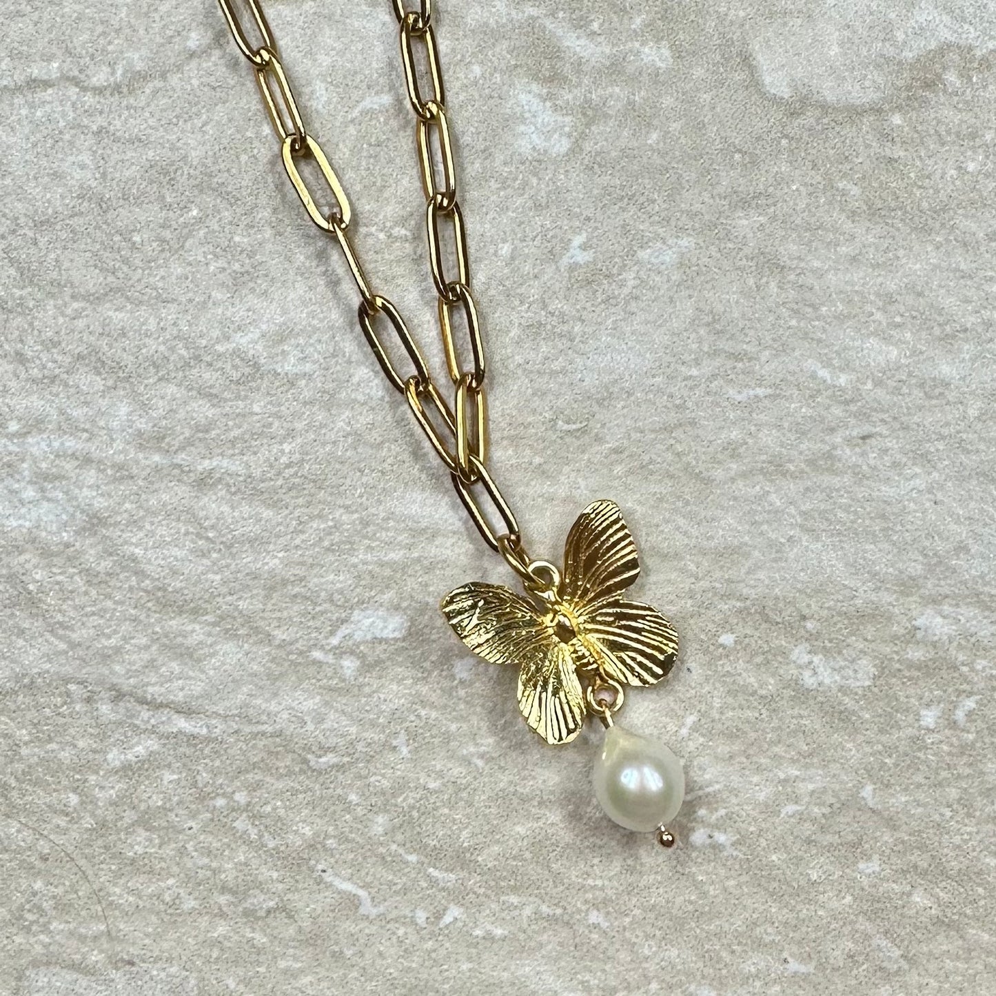 Butterfly Pearl Necklace