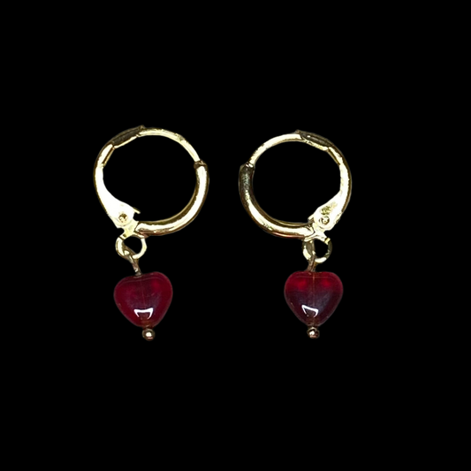 Love Collection Heart Drop Huggie Earrings