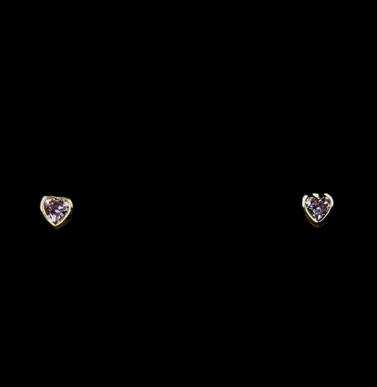 Heart Shaped Pink Stud Earrings