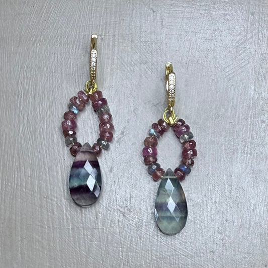 Violetta Large Fluorite Briolette Drop Earrings | CLARKE PALMER