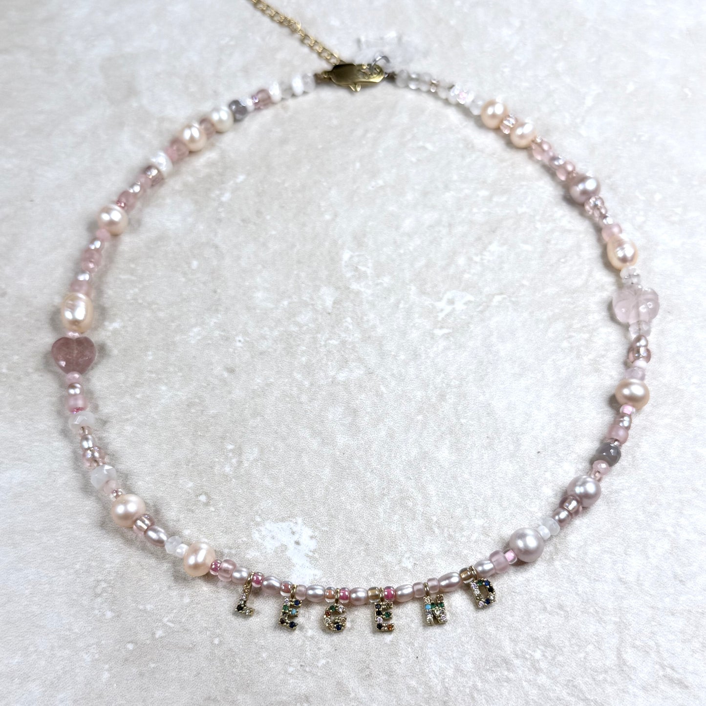 LEGEND Pearl, Moonstone & Rose Quartz Necklace | CLARKE PALMER