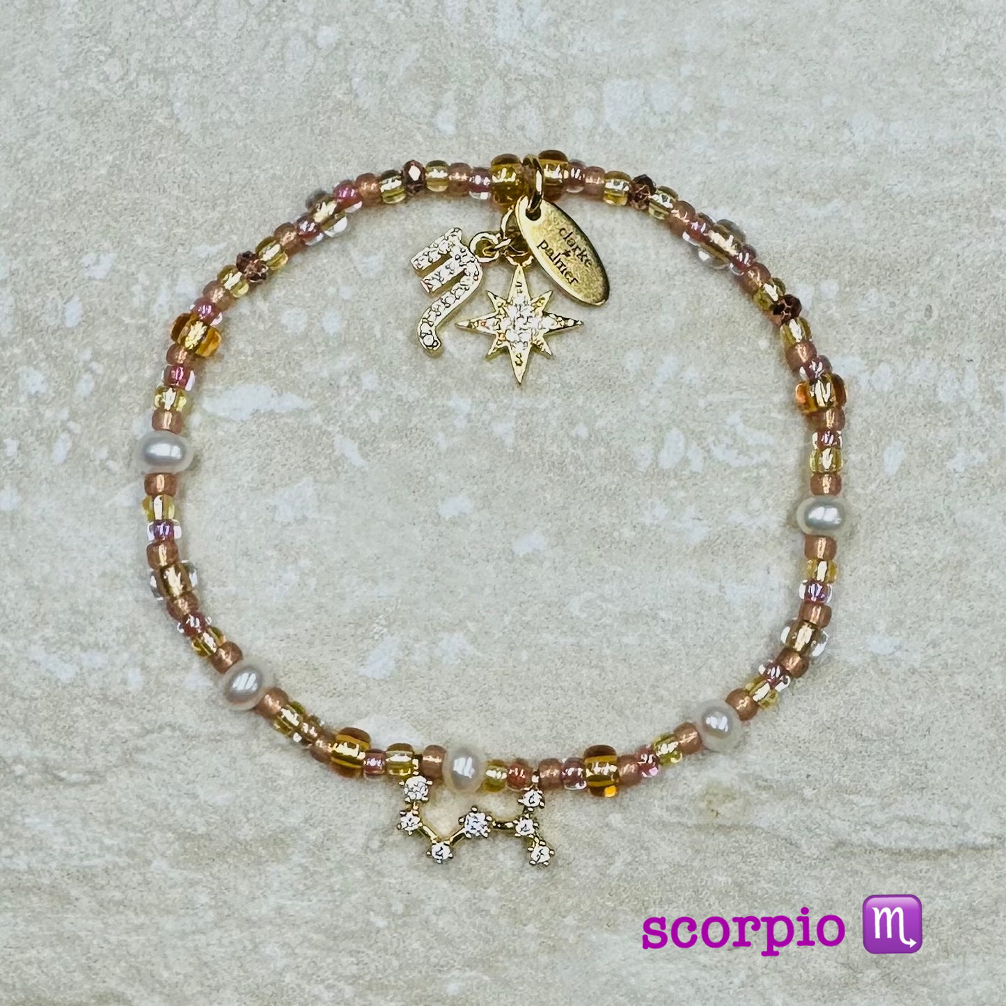 Constellation Star Sign Bracelet | Gold Vermeil Charms, Pearl | Clarke Palmer