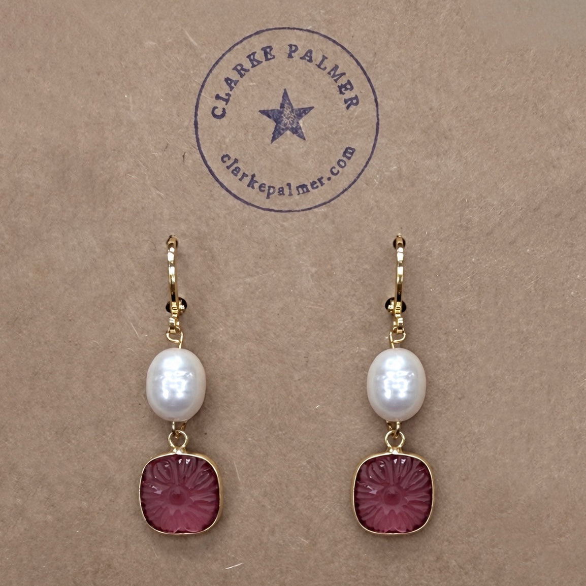Fleur Étoilée - Carved Gemstone & Gold Vermeil Hoop Earrings - Clarke Palmer