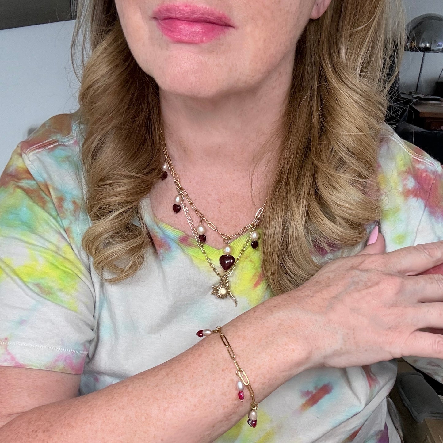 Chain of Hope ‘Wear Your Heart’ Heart Line Bracelet | Chalcedony Heart & Freshwater Pearl Bracelet | Handmade Jewellery | CLARKE PALMER