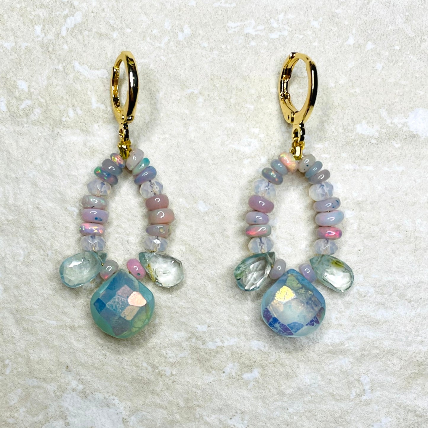 'Dream' Opal and Aquamarine Earrings