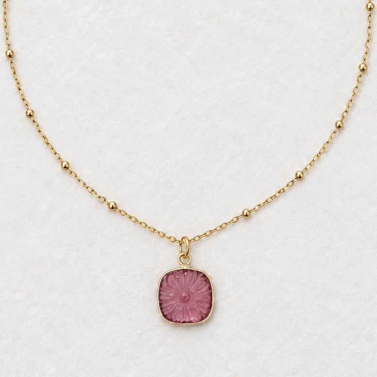 Fleur Étoilée - Carved Gemstone & Gold Vermeil Satellite Chain Necklace | Clarke Palmer