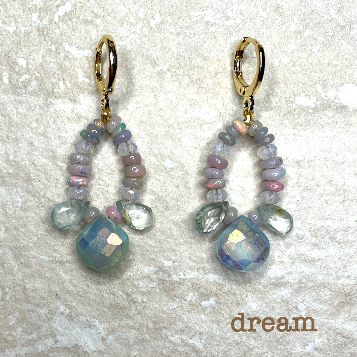 'Dream' Opal and Aquamarine Earrings