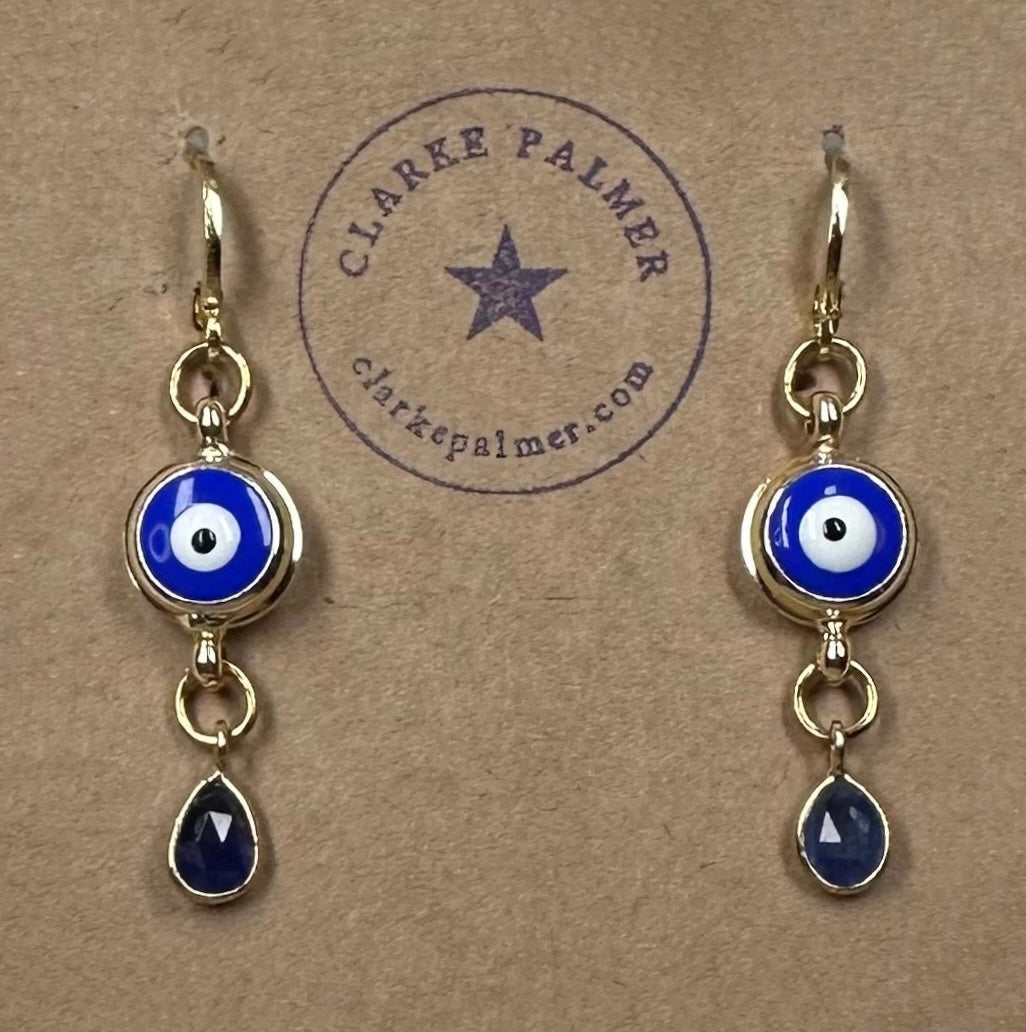 Burmese Sapphire Briolette Eye Drop Earrings