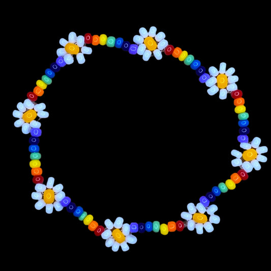 Daisy Rainbow Beaded Bracelet