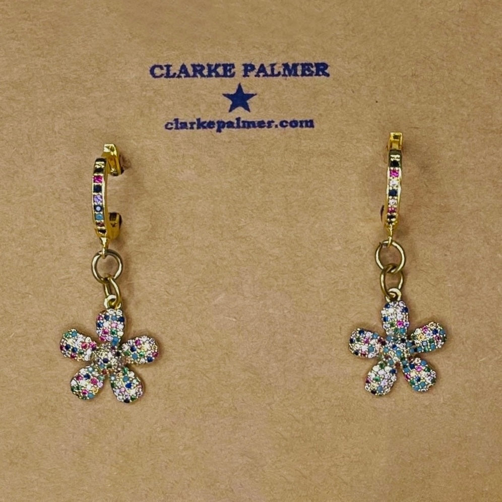 Rainbow Daisy CZ Earrings