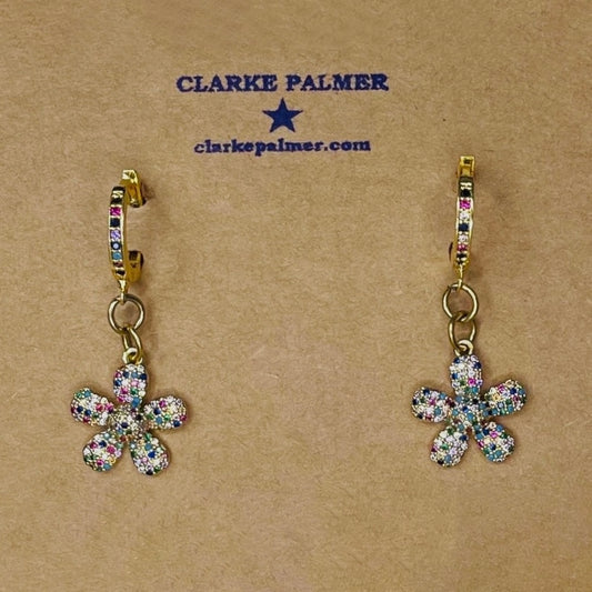 Rainbow Daisy CZ Earrings