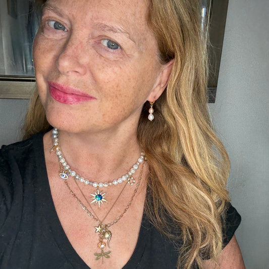 Double Pearl Drop Earrings