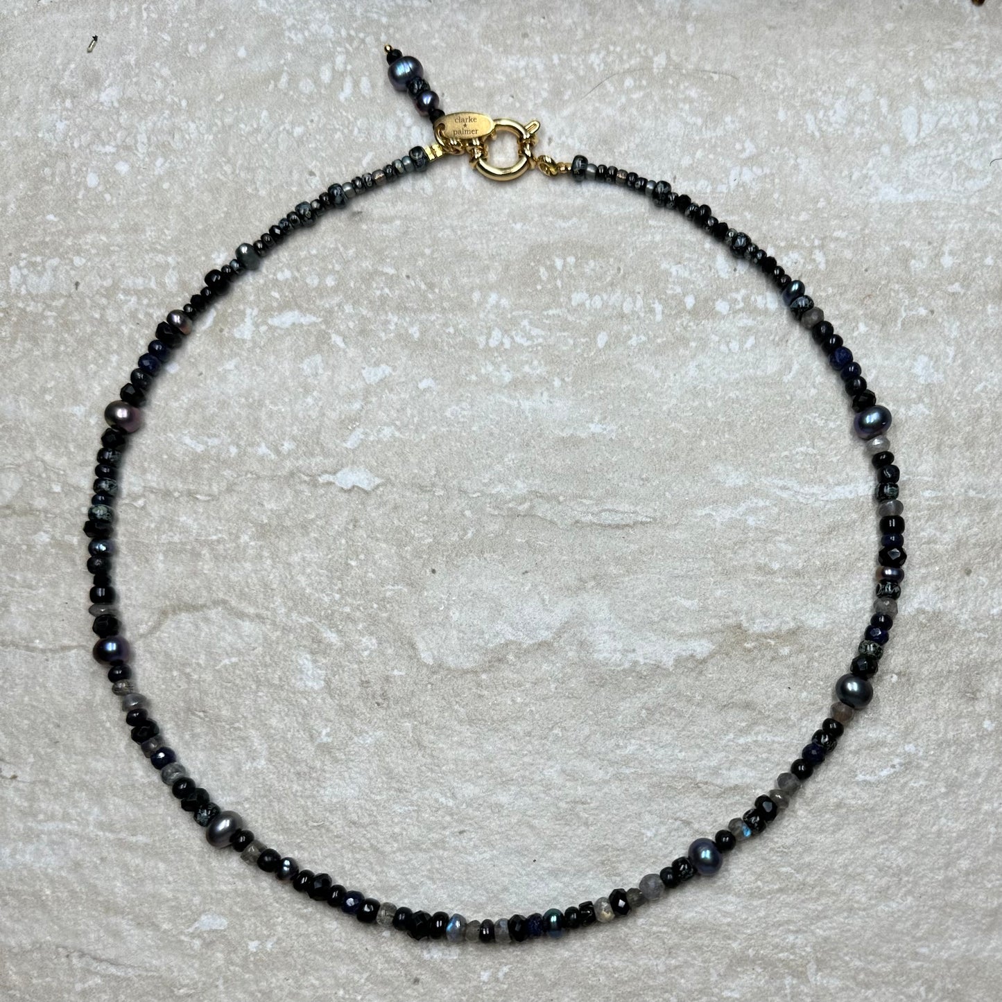 Black Pearl Spinel & Moonstone Pendant Necklace