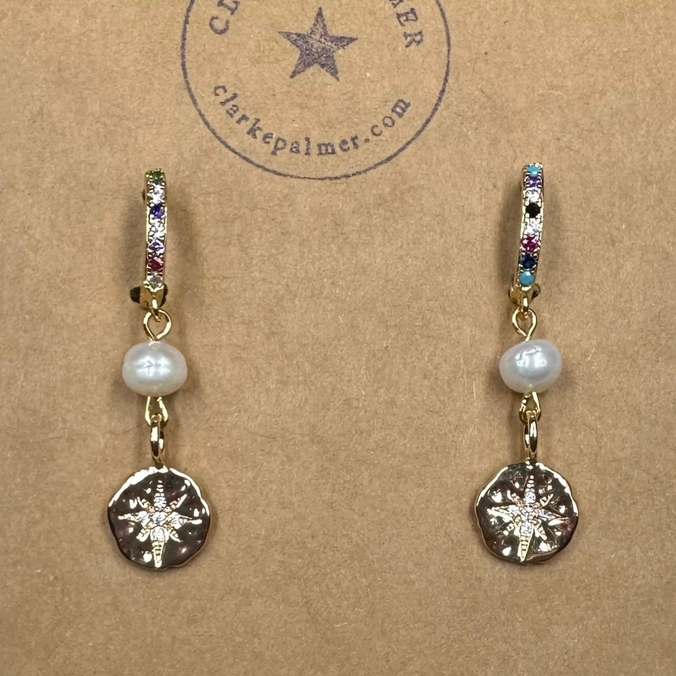 CZ Star Burst Pearl Earrings