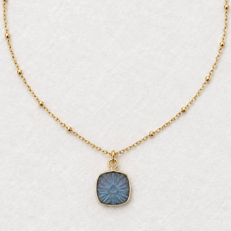 Fleur Étoilée - Carved Gemstone & Gold Vermeil Satellite Chain Necklace | Clarke Palmer