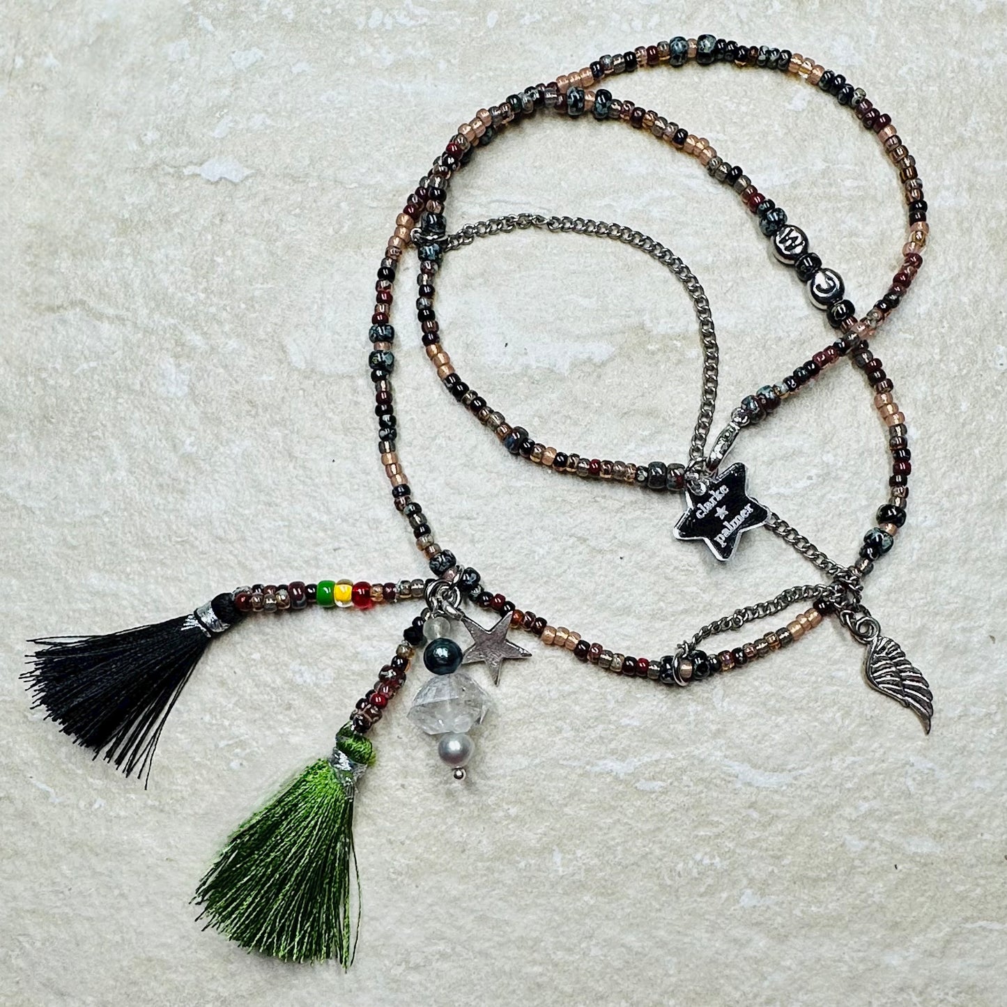 Picasso Beaded Tassel Charm Necklaces for