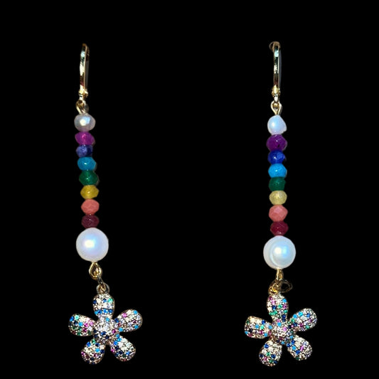 Daisy, Pearl and Precious Rainbow Earrings