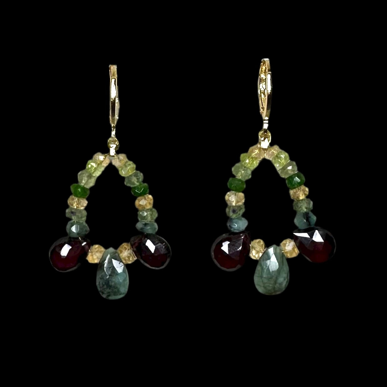 Eden Garnet Emerald Citrine Earrings