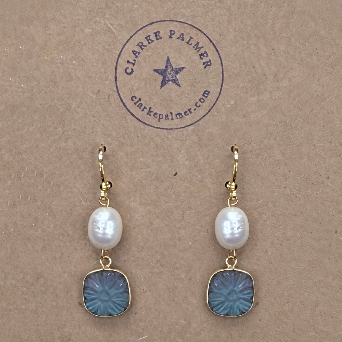 Fleur Étoilée - Carved Gemstone & Gold Vermeil Hoop Earrings - Clarke Palmer