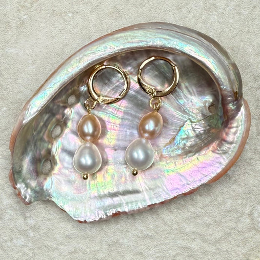 Double Pearl Drop Earrings