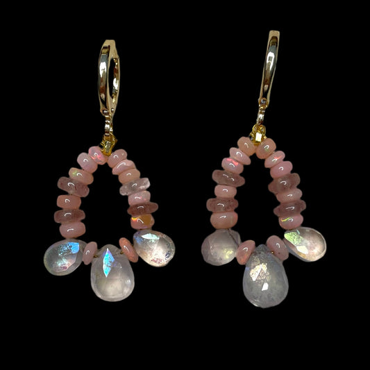 'Angel' Opal and Quartz Earrings