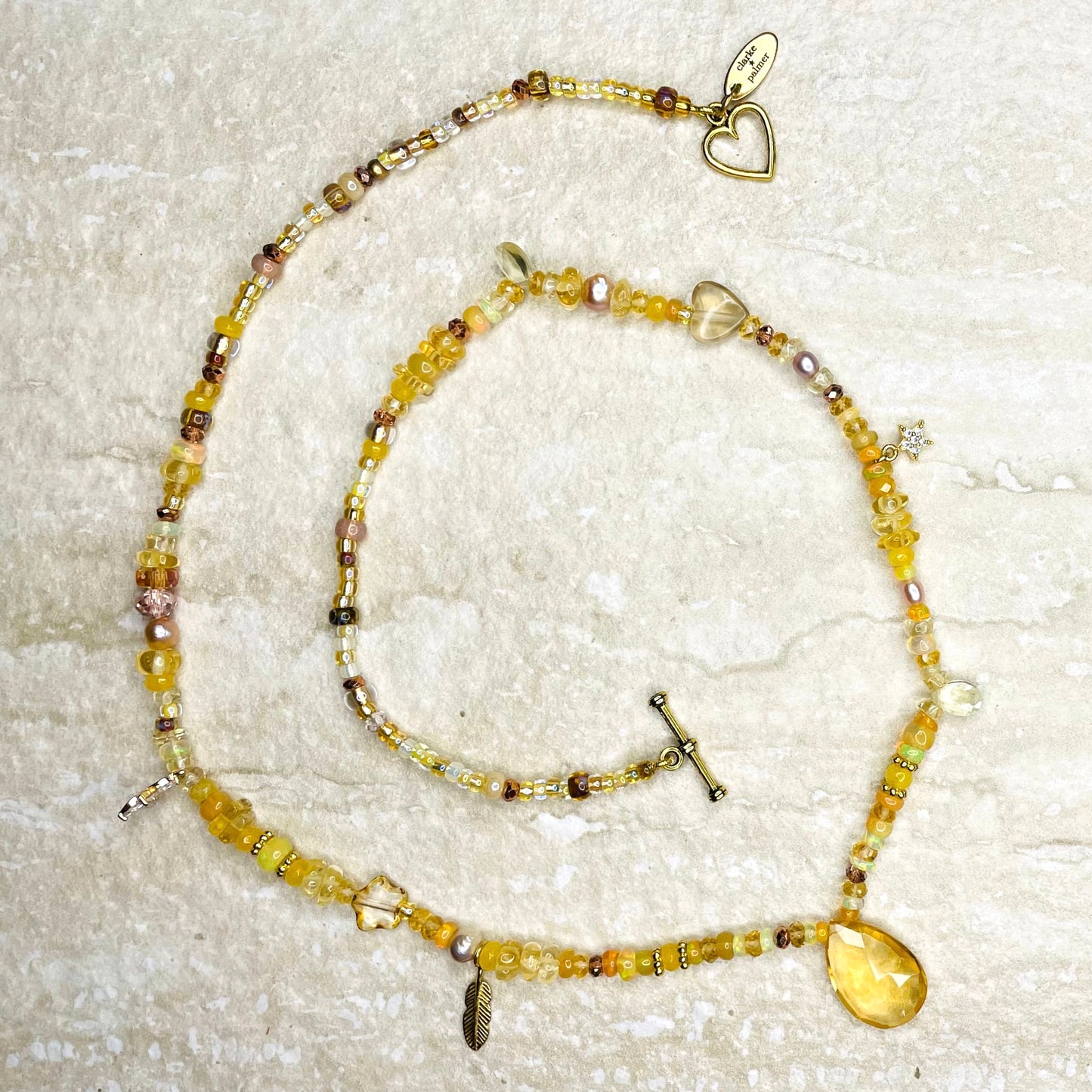 Golden Treasure Beach Opal Citrine Pendant Necklace