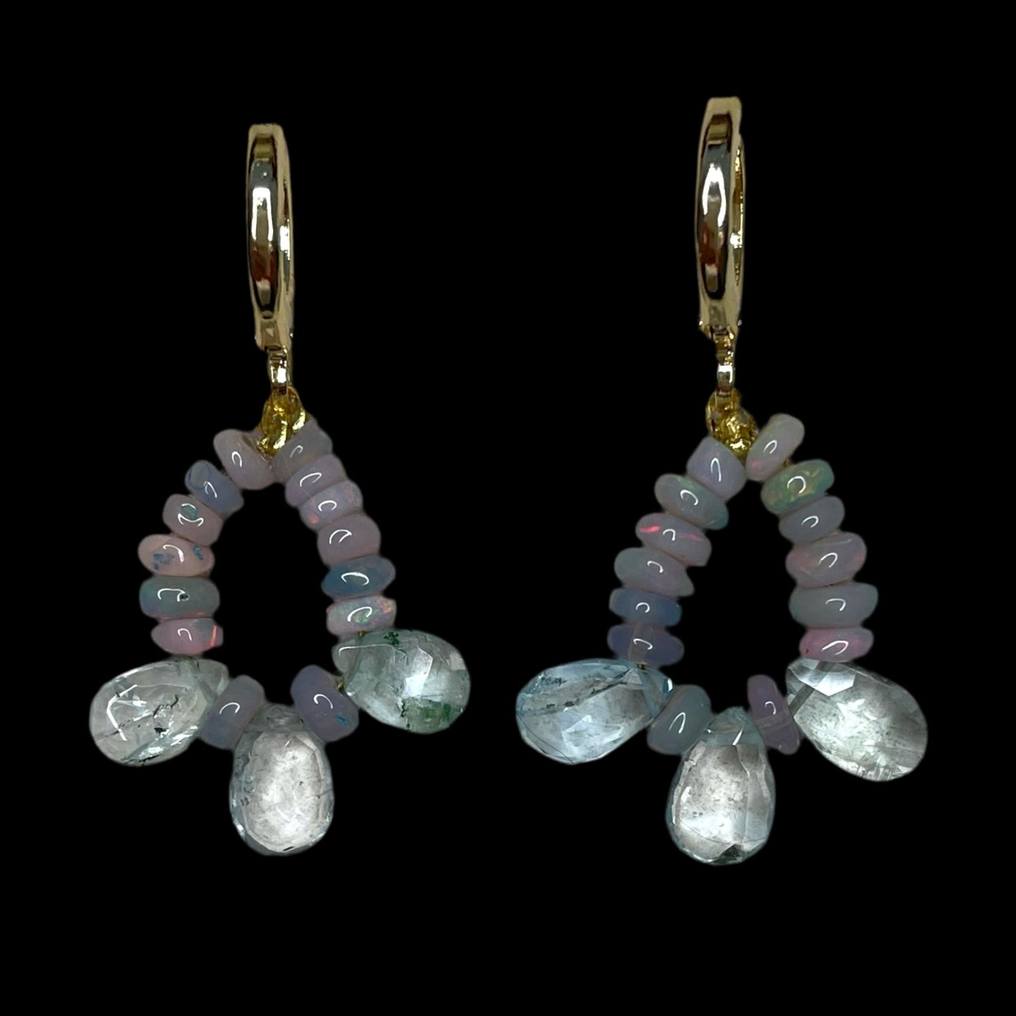 'Aurora' Opal and Aquamarine Earrings