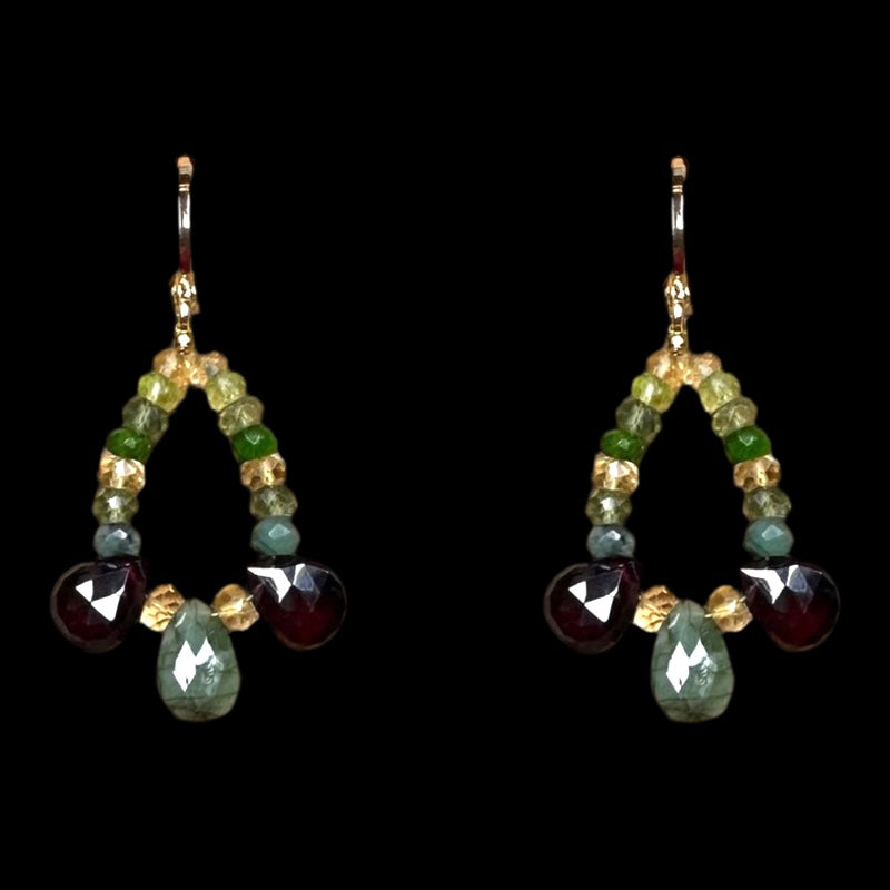 Eden Garnet Emerald Citrine Earrings