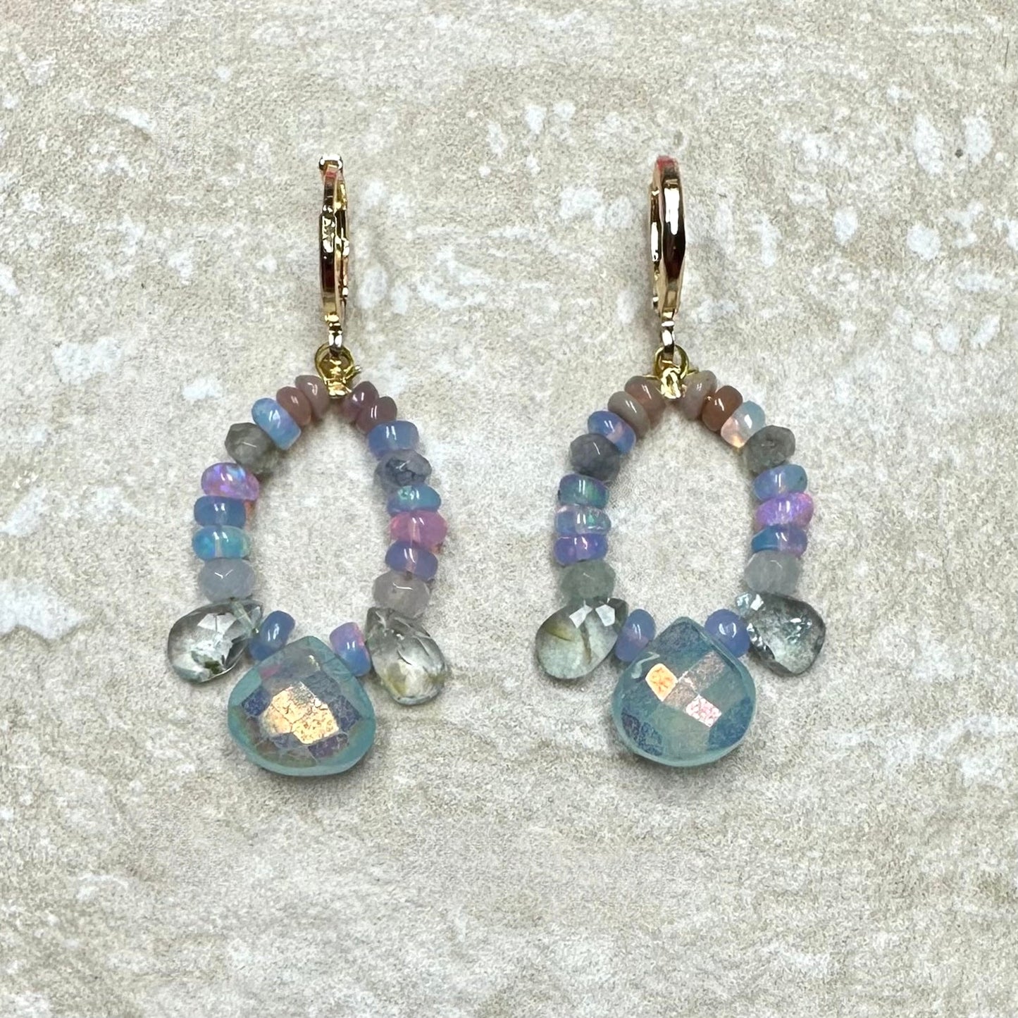 'Dream' Opal and Aquamarine Earrings