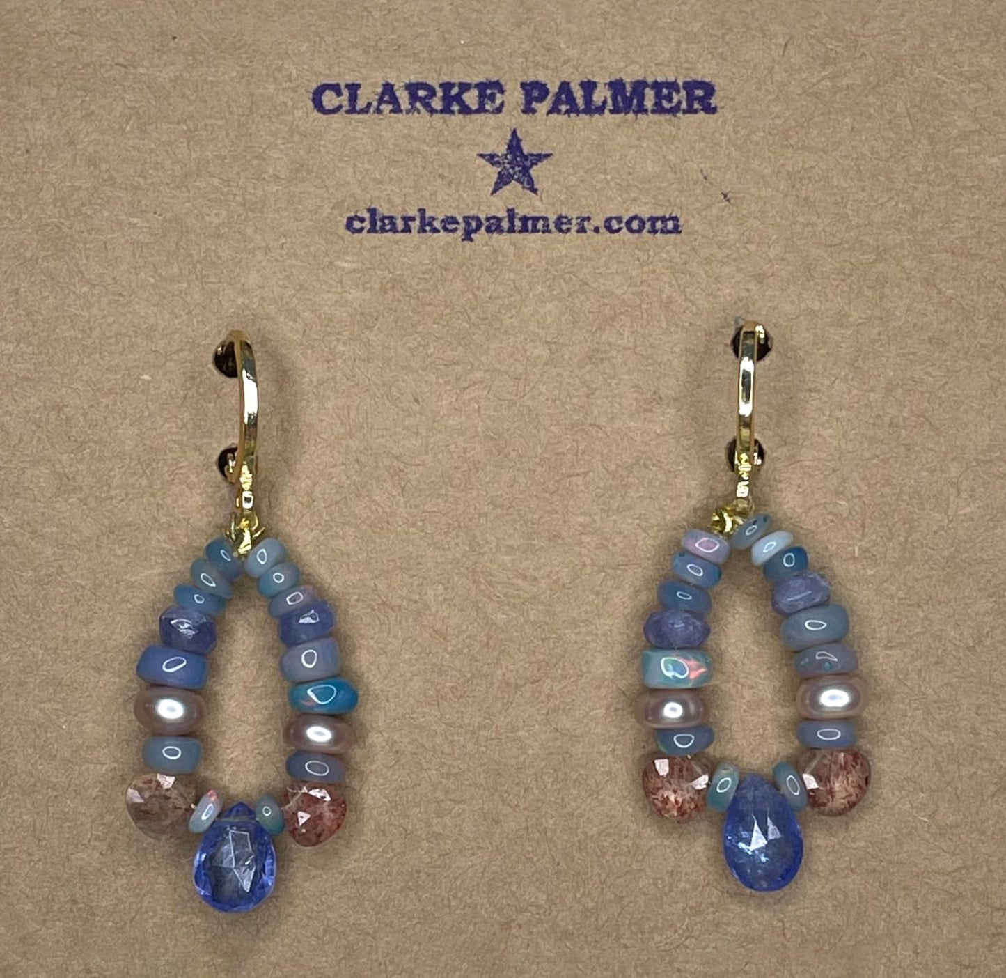 'Delphine' Opal, Tanzanite and Pearl Earrings