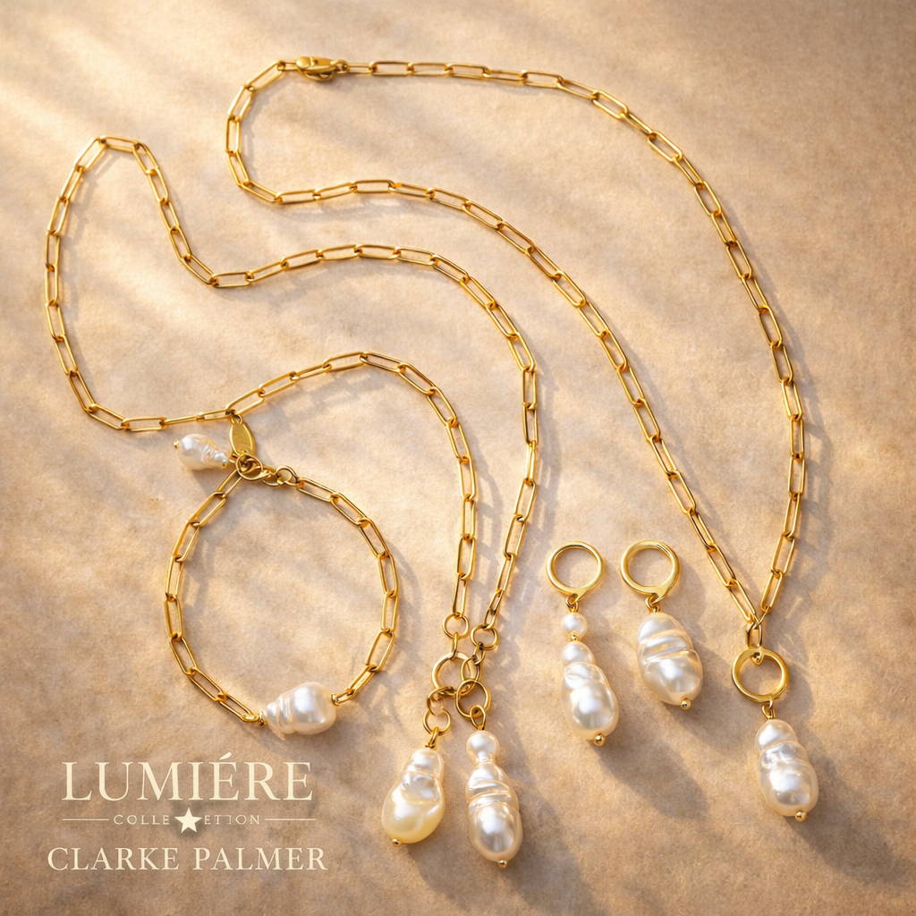 Lumière Baroque Pearl Paperclip Bracelet | Handmade Gold Vermeil Jewellery | Clarke Palmer