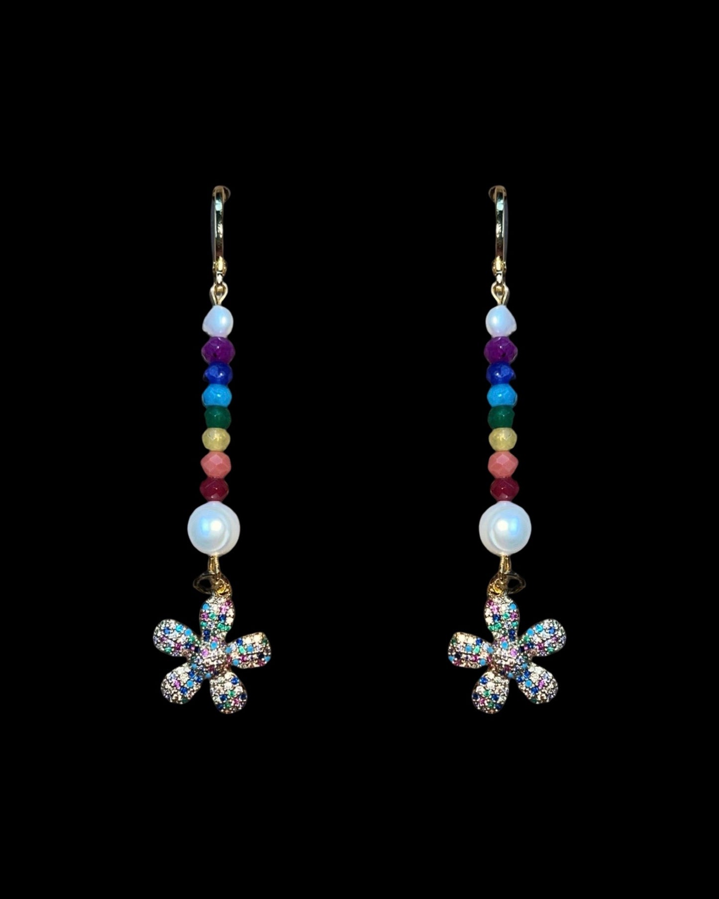 Daisy, Pearl and Precious Rainbow Earrings