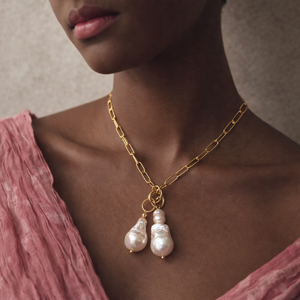 Lumière Baroque Pearl Pendant | Gold Vermeil | Modular Pearl Jewellery | Clarke Palmer
