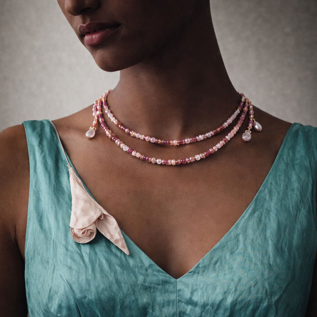 Naked Beach Double Strand Ombré Necklace - Handmade Gemstone - CLARKE PALMER