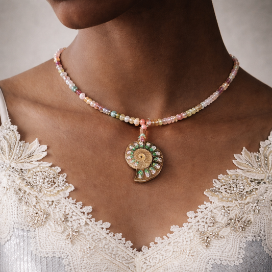 Beaded Necklace - Gemstone, Opal, Ammonite - Handmade - CLARKE PALMER