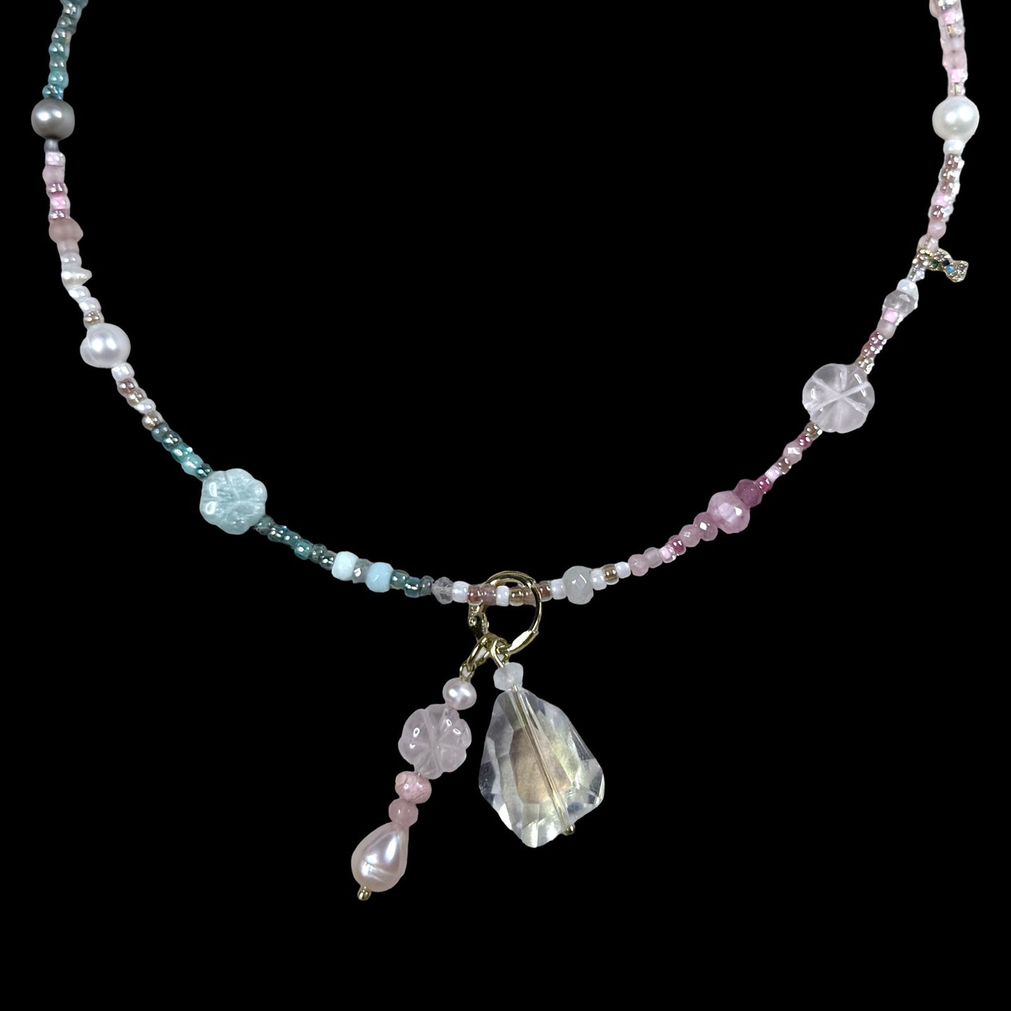 Heavenly Love Necklace - Gemstone, Miyuki Bead, Gold Vermeil Charm - CLARKE PALMER