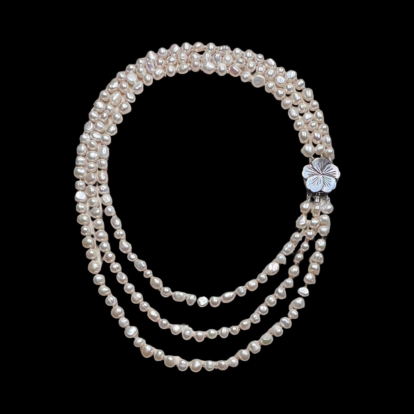 Triple Strand Baroque Pearl Necklace