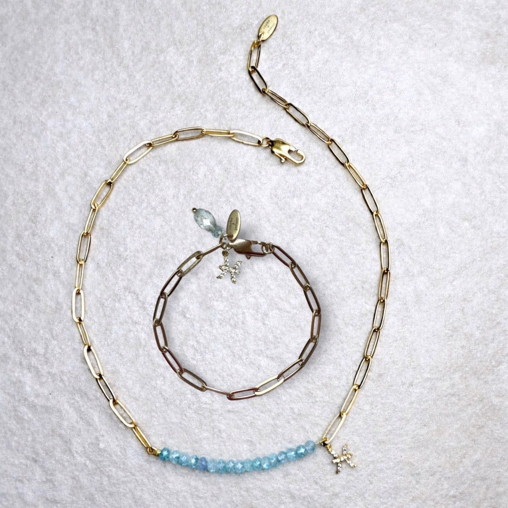 Star Sign & Birthstone Necklace (Gemstone Inlay Edition) | Bracelet Duo Gold Vermeil Gemstone | CLARKE PALMER