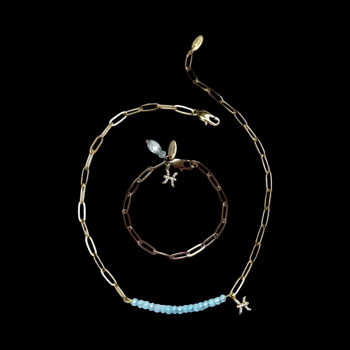 Star Sign & Birthstone Necklace (Gemstone Inlay Edition) | Bracelet Duo Gold Vermeil Gemstone | CLARKE PALMER