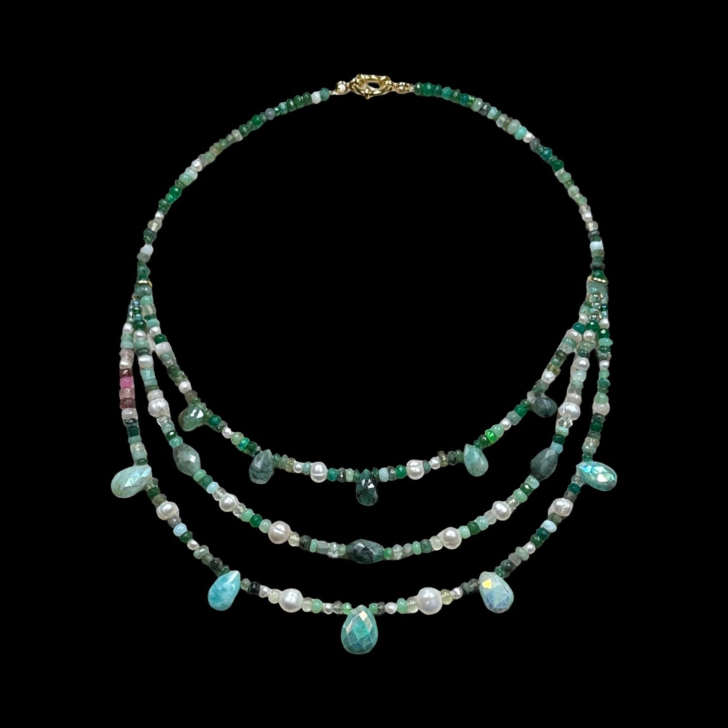 Emerald, Pearl and Ruby Everything Necklace