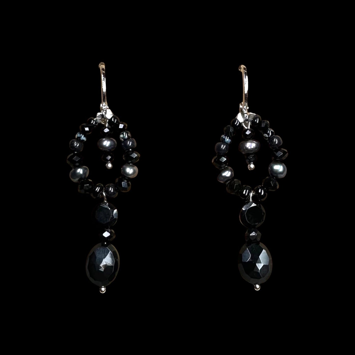 Tish Onyx Spinel & Pearl Earrings