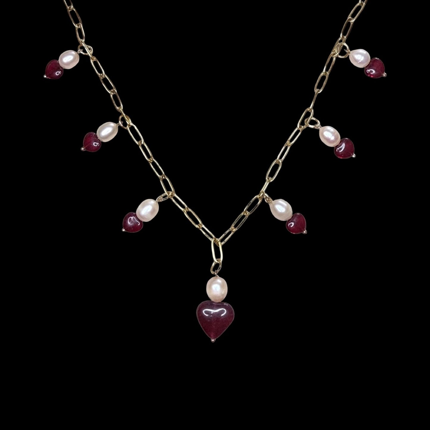 Chain of Hope ‘Wear Your Heart’ Heart Line Necklace | Chalcedony Heart & Freshwater Pearl Necklace | Handmade Jewellery | CLARKE PALMER