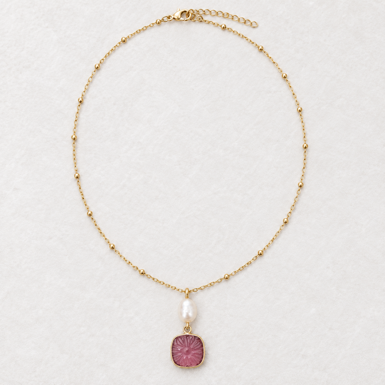 Fleur Étoilée - Carved Gemstone & Gold Vermeil Satellite Chain Necklace | Clarke Palmer