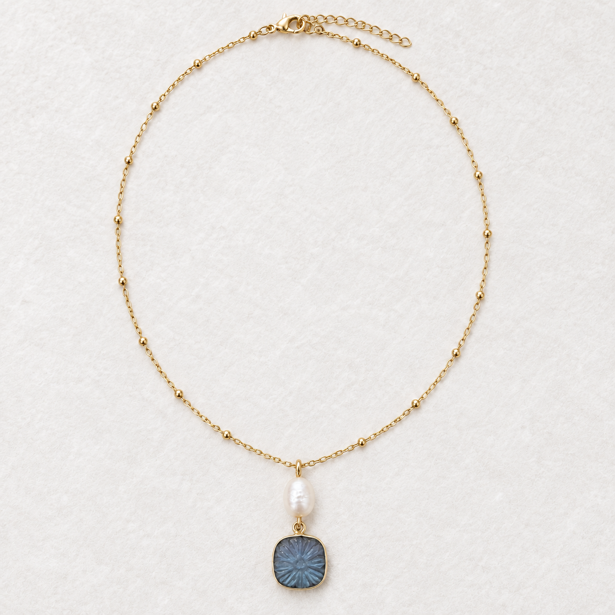 Fleur Étoilée - Carved Gemstone & Gold Vermeil Satellite Chain Necklace | Clarke Palmer