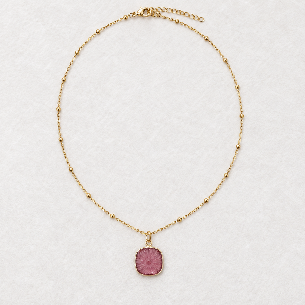 Fleur Étoilée - Carved Gemstone & Gold Vermeil Satellite Chain Necklace | Clarke Palmer