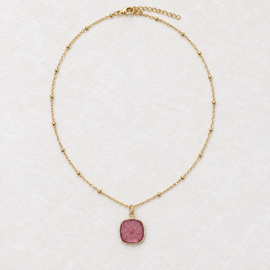 Fleur Étoilée - Carved Gemstone & Gold Vermeil Satellite Chain Necklace | Clarke Palmer